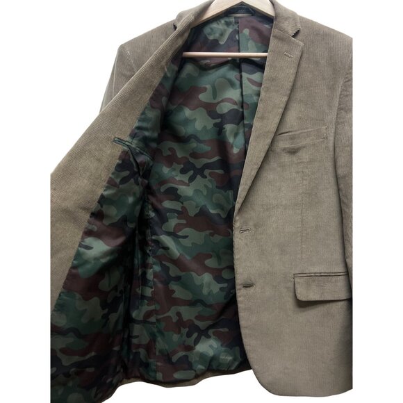 Lauren Ralph Lauren Tan Corduroy Blazer with Camo Lining & Elbow Patch - Picture 5 of 8